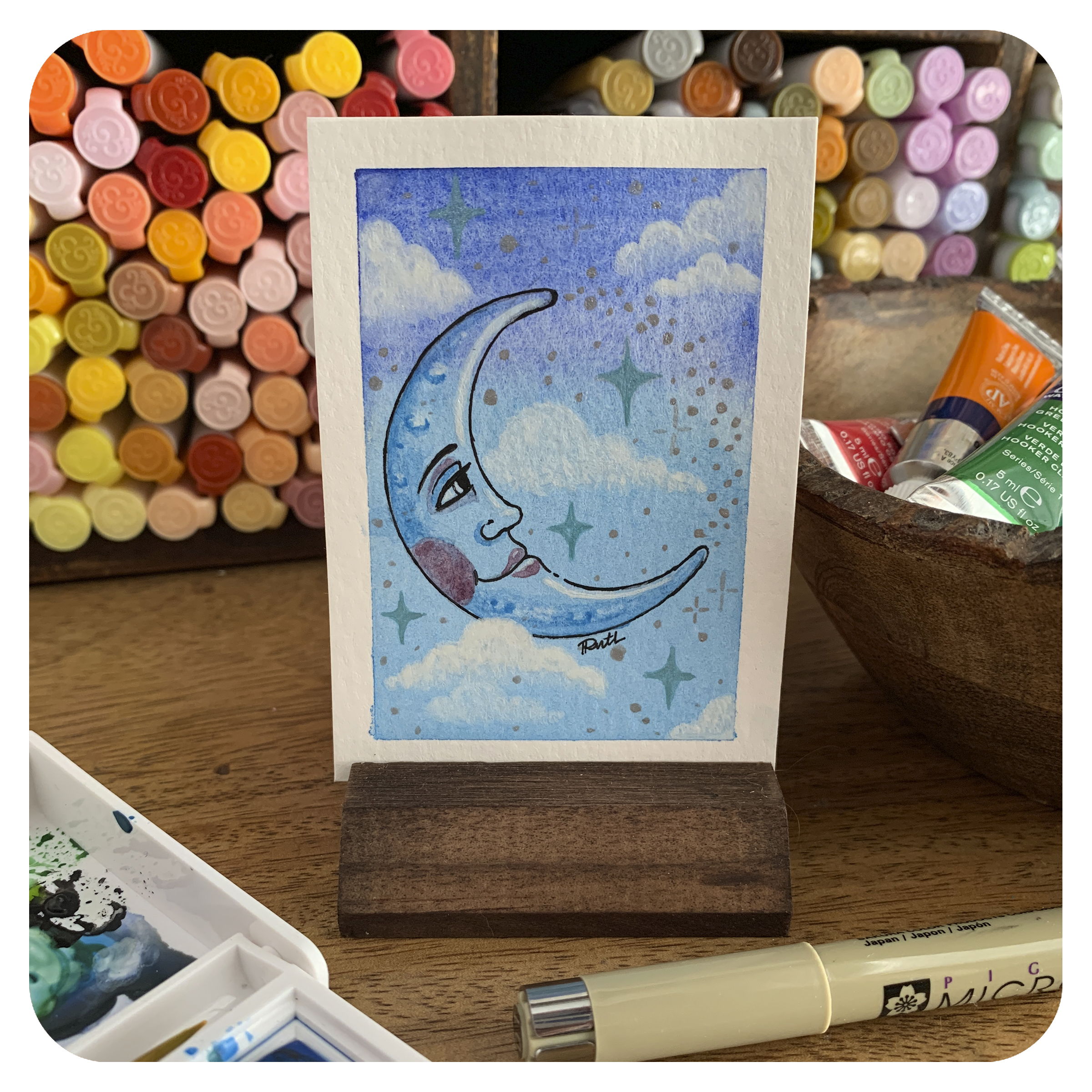 Blue Moon ACEO – Happy Skull Blue Moon ACEO – Happy Skull