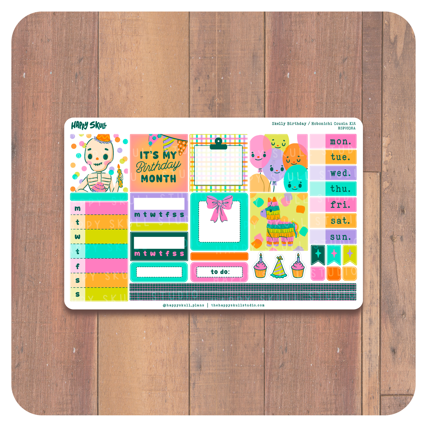 HS093 Skelly Birthday - Hobonichi Cousin Kit