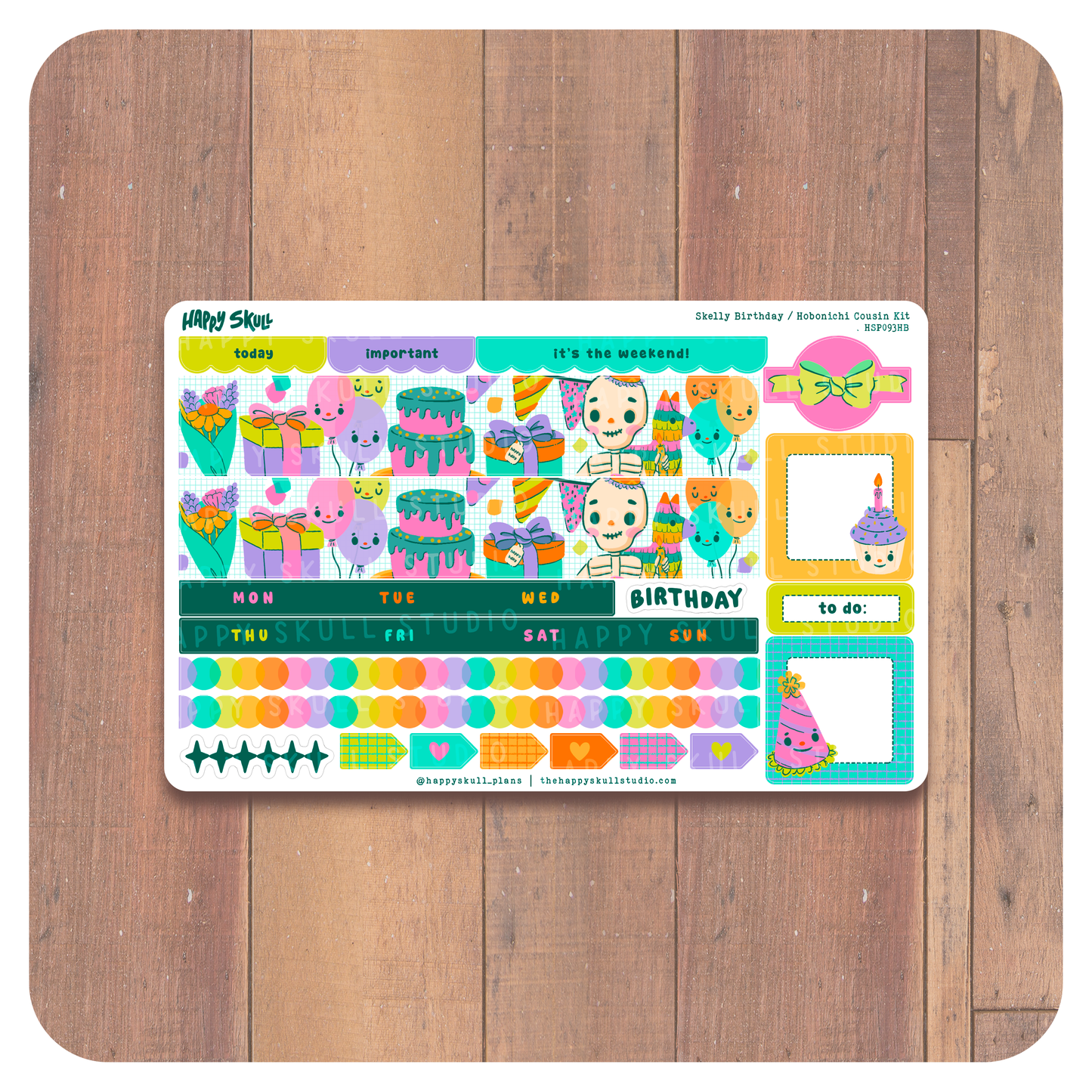 HS093 Skelly Birthday - Hobonichi Cousin Kit