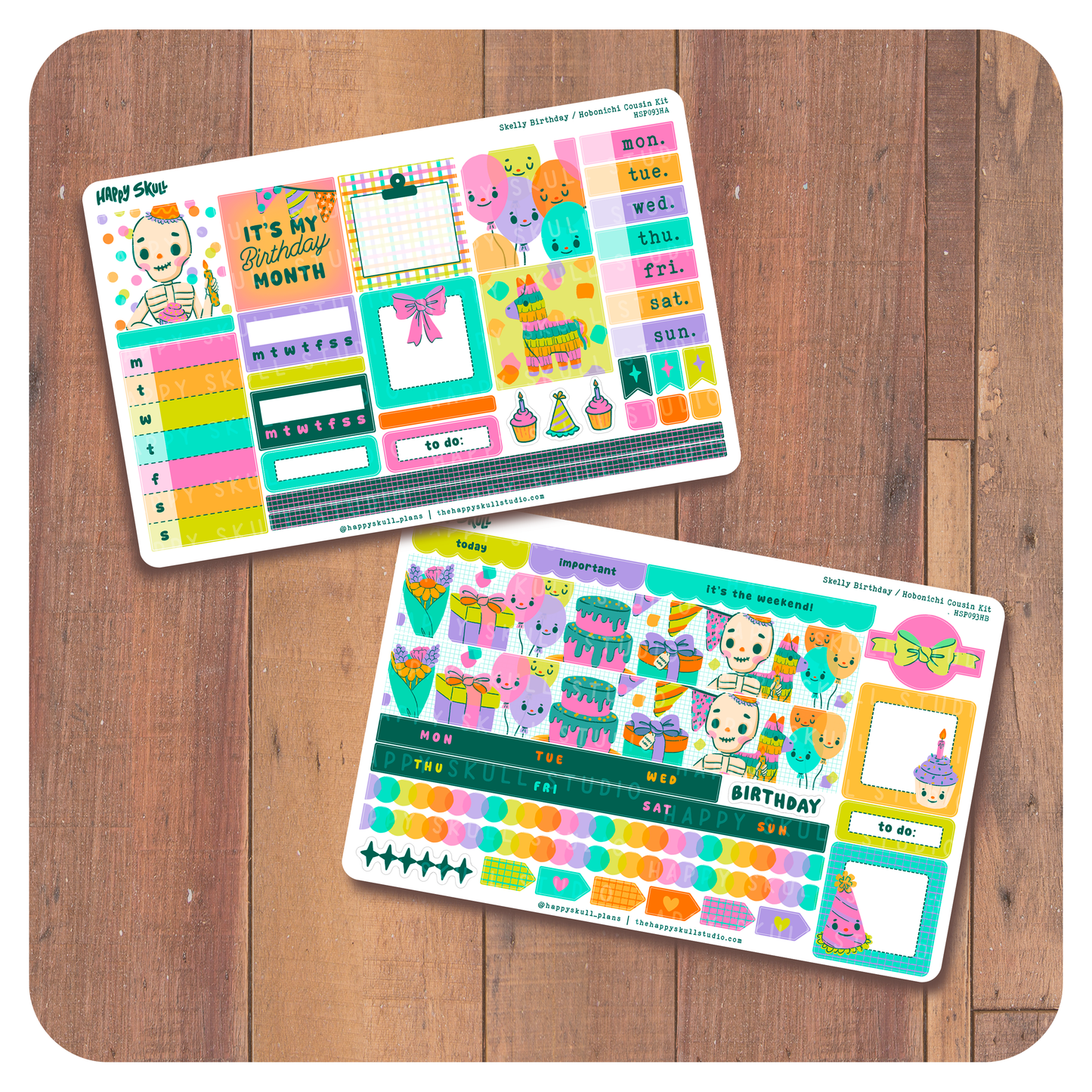 HS093 Skelly Birthday - Hobonichi Cousin Kit