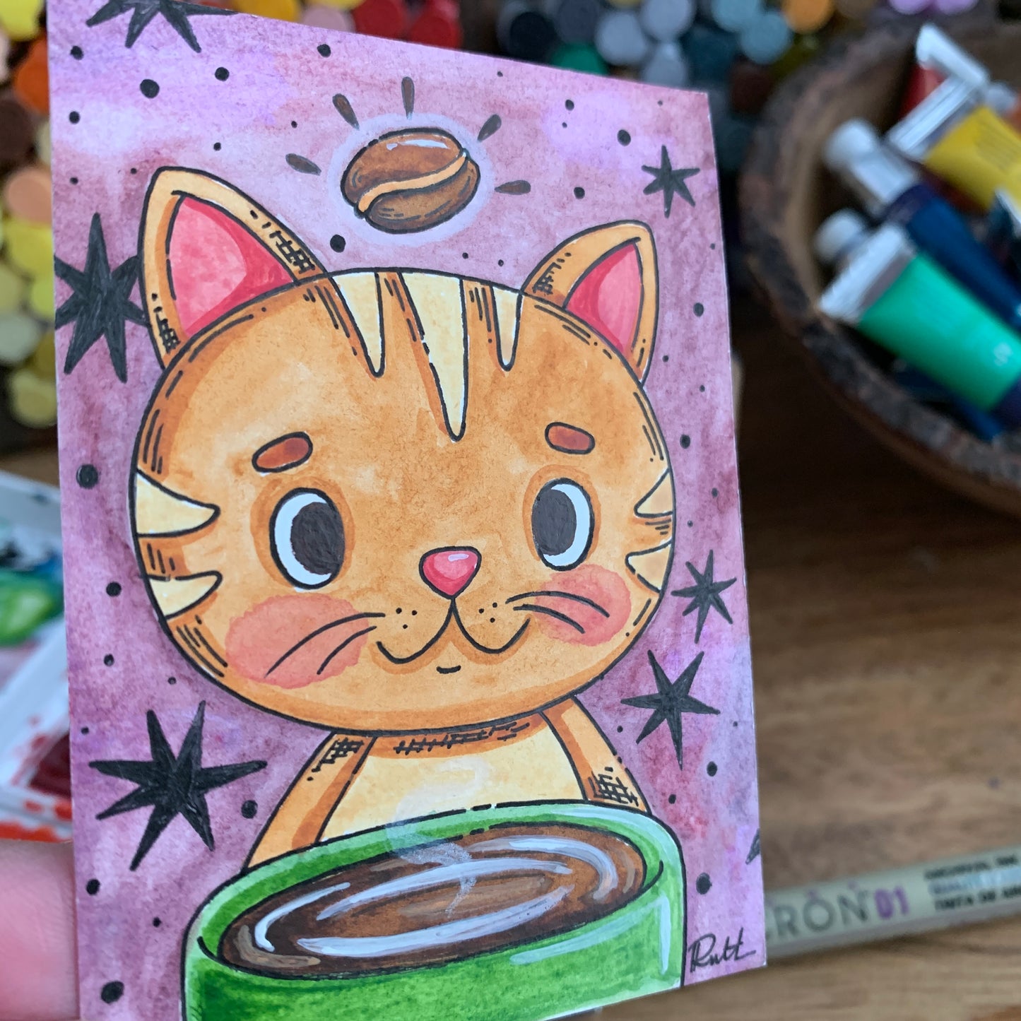Catpuccino ACEO