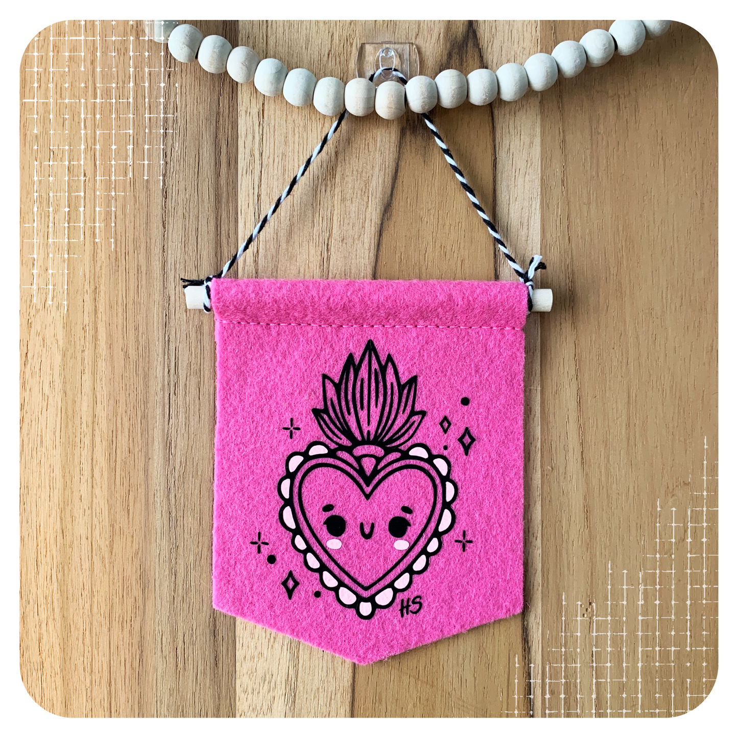 Flaming Heart-Mini Sun Felt Flag