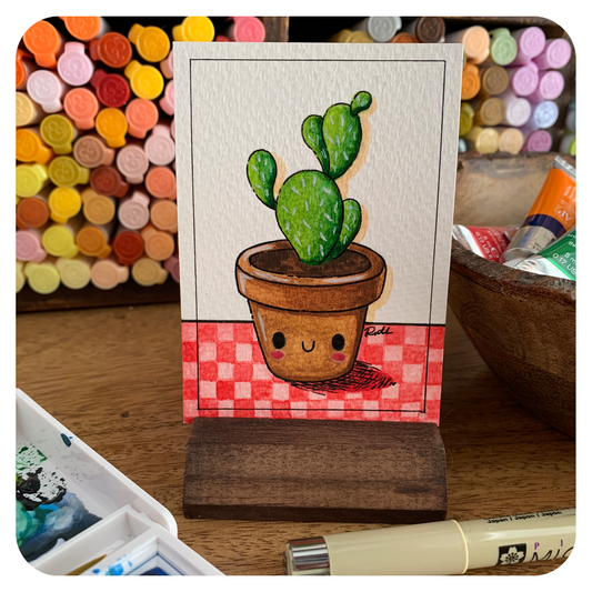 Happy Cactus ACEO