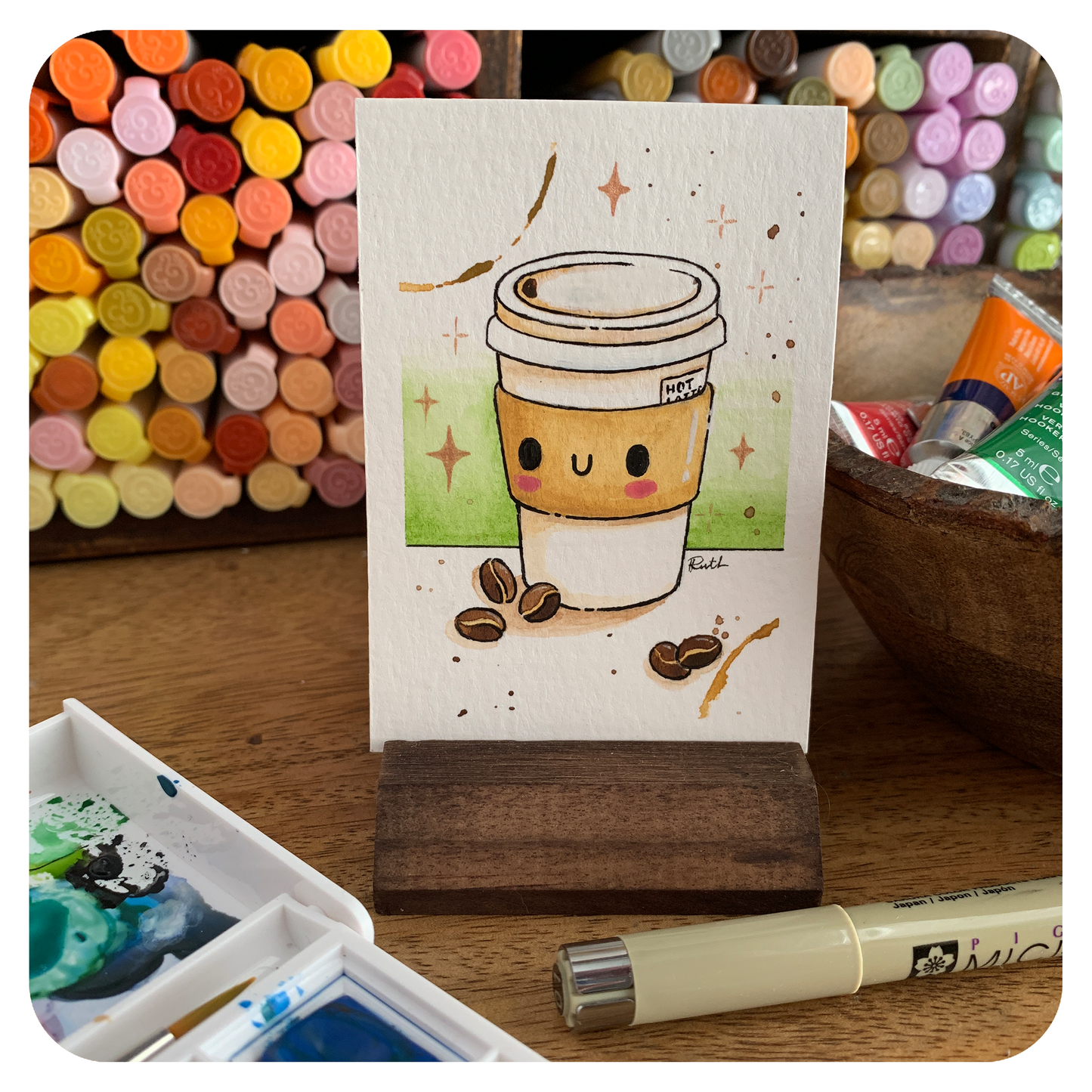 Happy Coffee ACEO