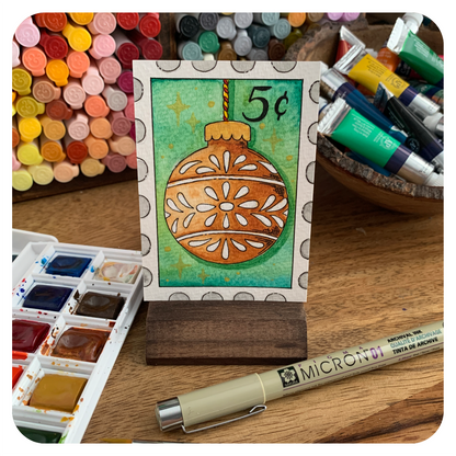 Holiday Ornament Stamp ACEO