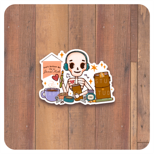 HS087 Skelly Journal Time - Handmade Sticker
