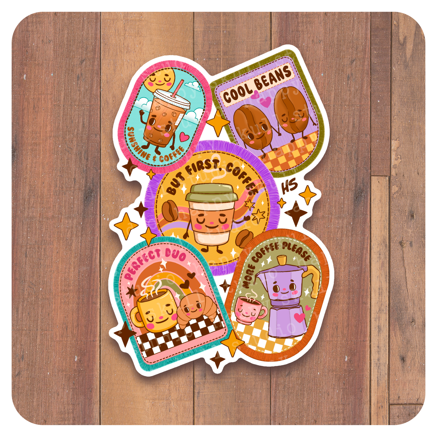 HS089 Coffee Adventures - Handmade Sticker