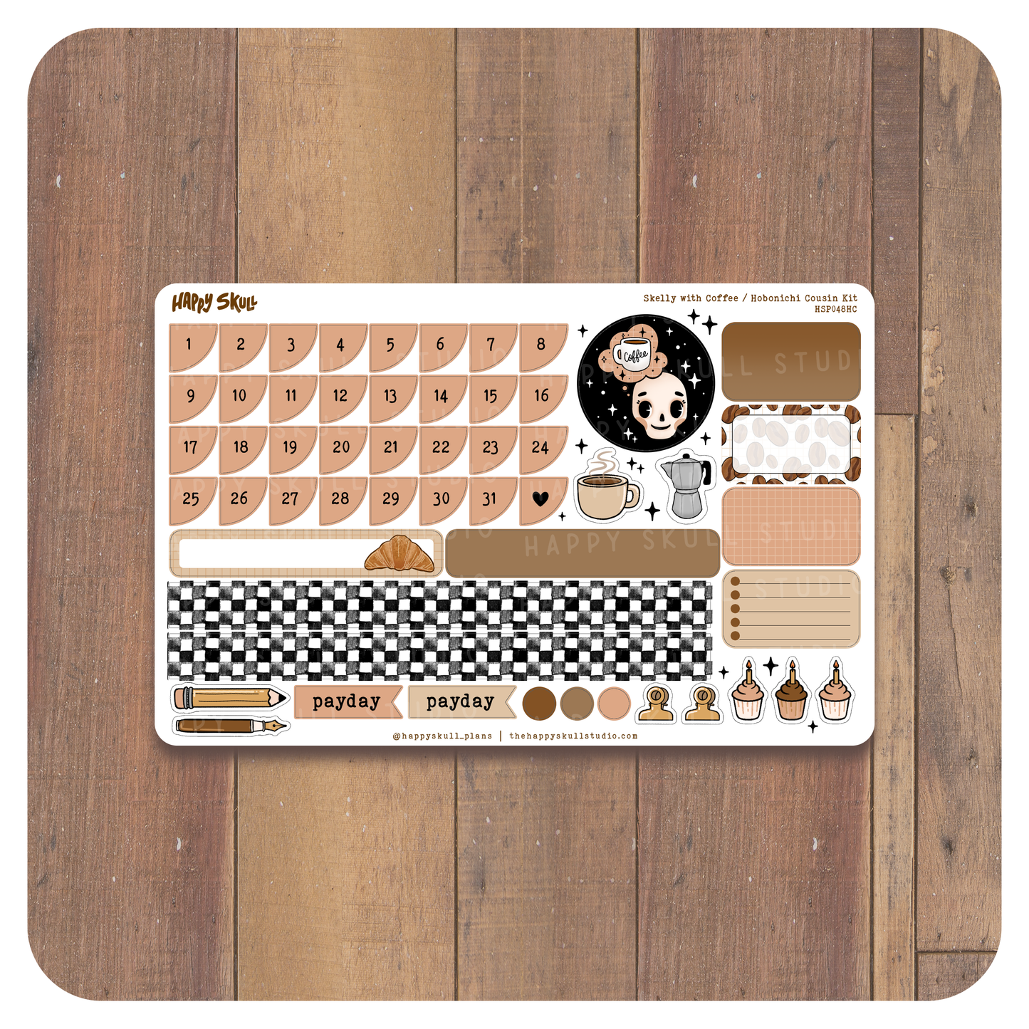 HS048 Hobonichi Cousin Kit-Skelly Coffee