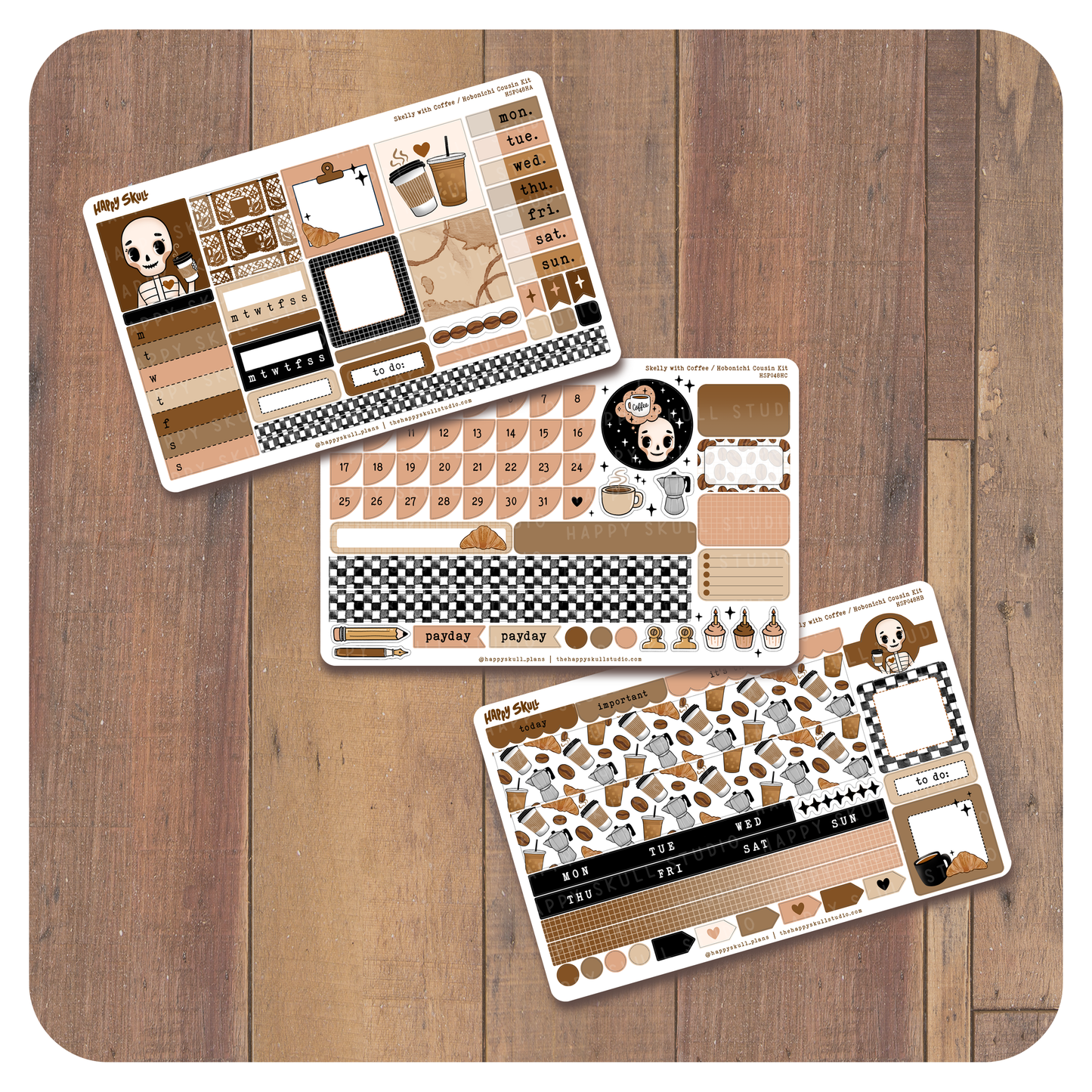 HS048 Hobonichi Cousin Kit-Skelly Coffee